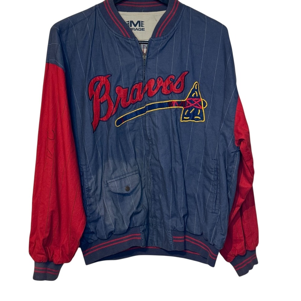 Mirage‎ Men Bomber Jacket Vintage Atlanta Braves Reversible 1991 Cooperstown XXL